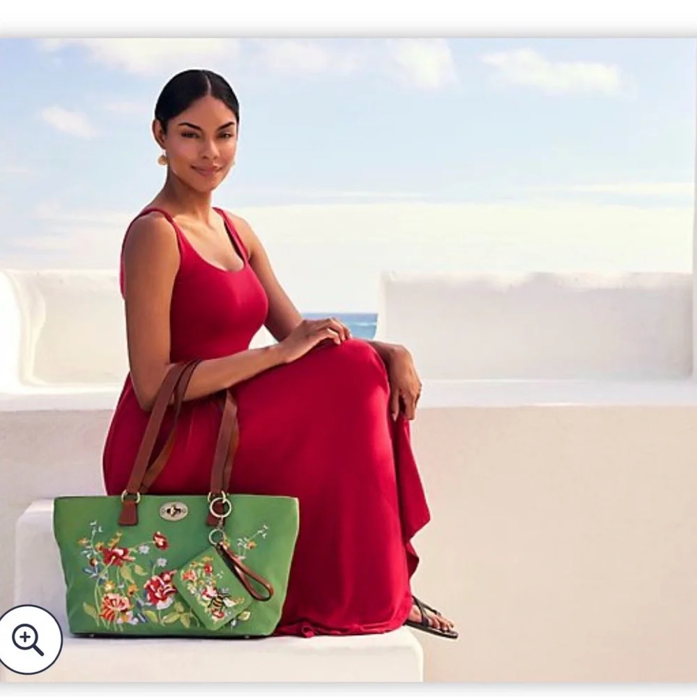 Patricia Nash Aegean Blooms embroidery collection tote bag w/matching coin purse - Picture 7 of 8